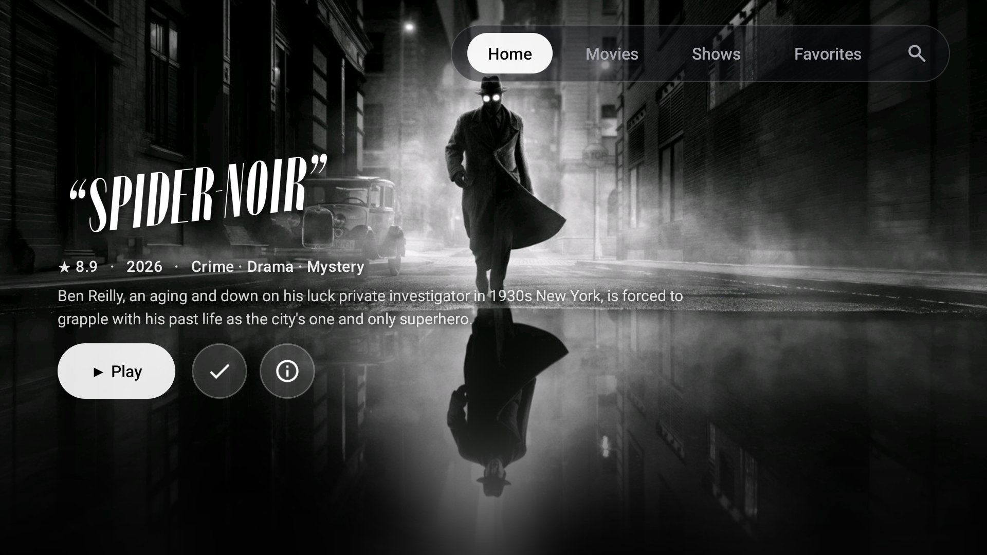 Velix home screen with cinematic hero